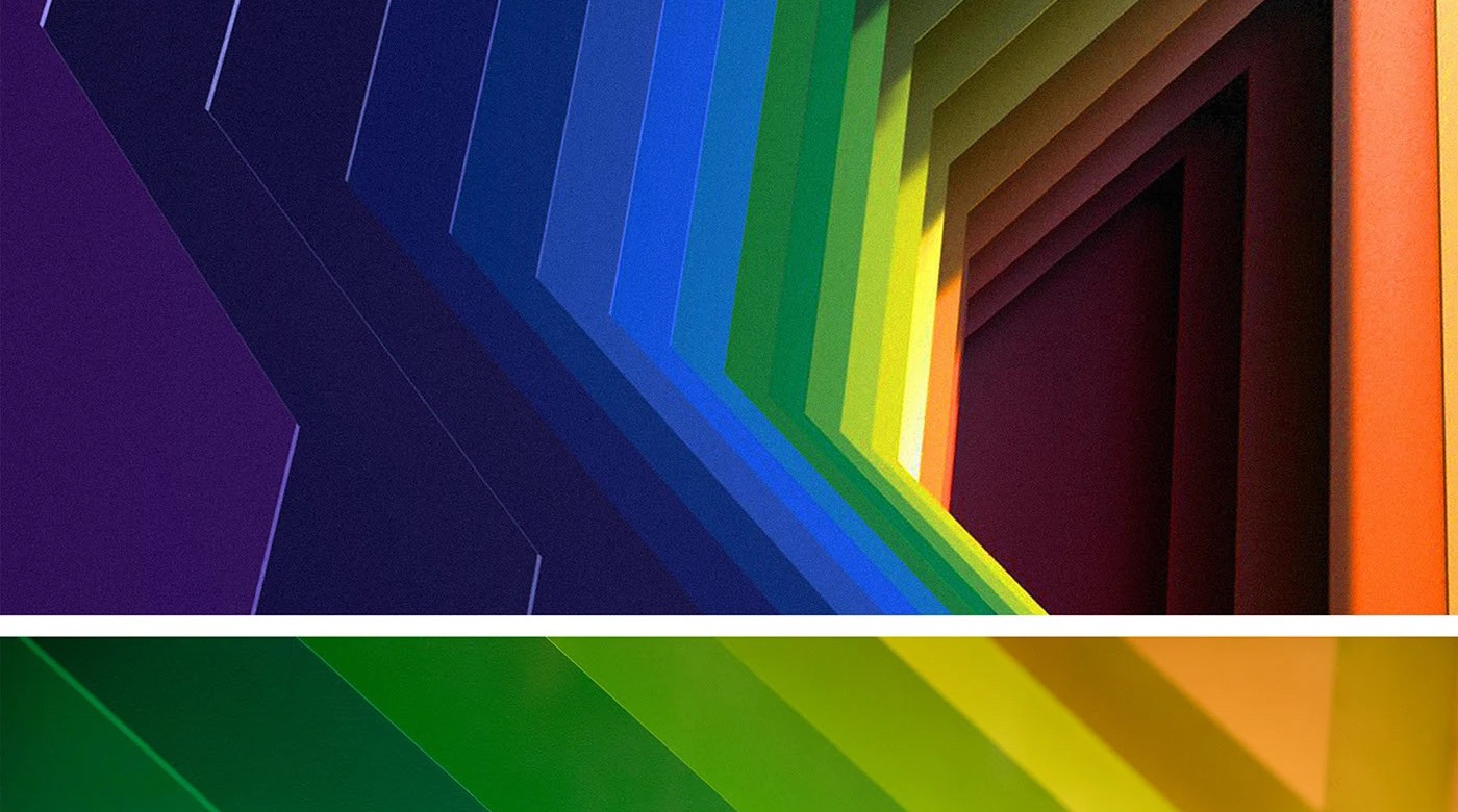 Folded paper sculpture, full spectrum of colour